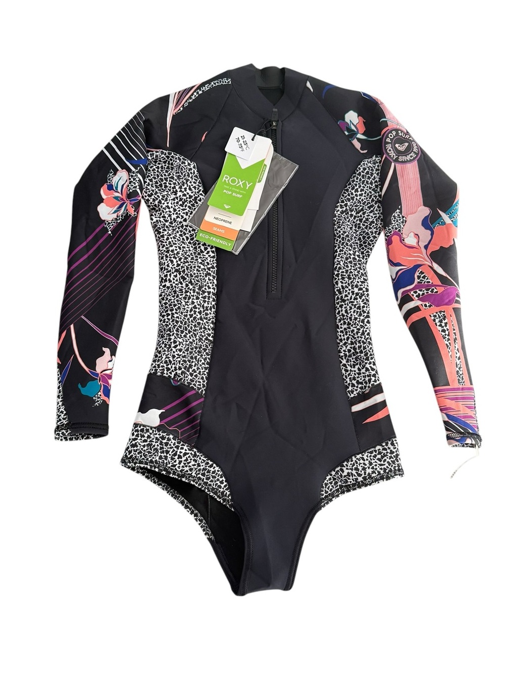 Roxy NWT 1mm POP SURF Bikini Short Cheeky Long Sleeve Spring Suit Beach Women 4